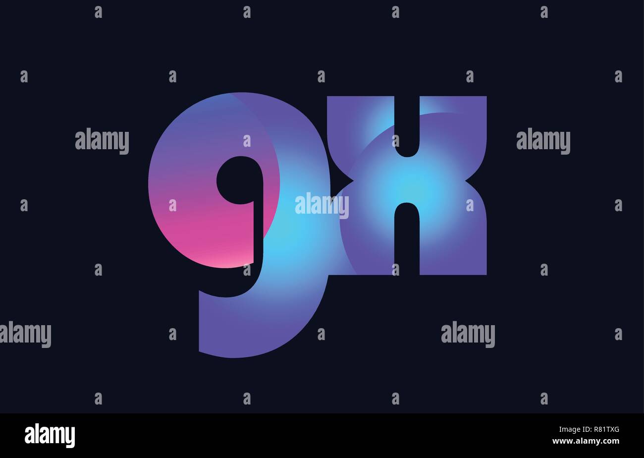 Design of alphabet letter combination gx g x pink blue gradient color ...
