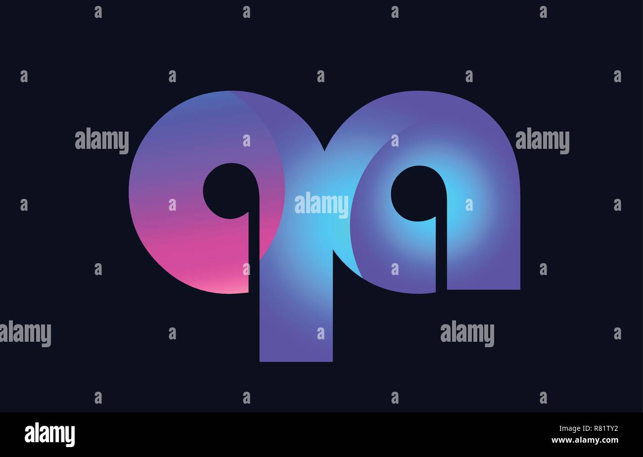 Design of alphabet letter combination qa q a pink blue gradient color ...