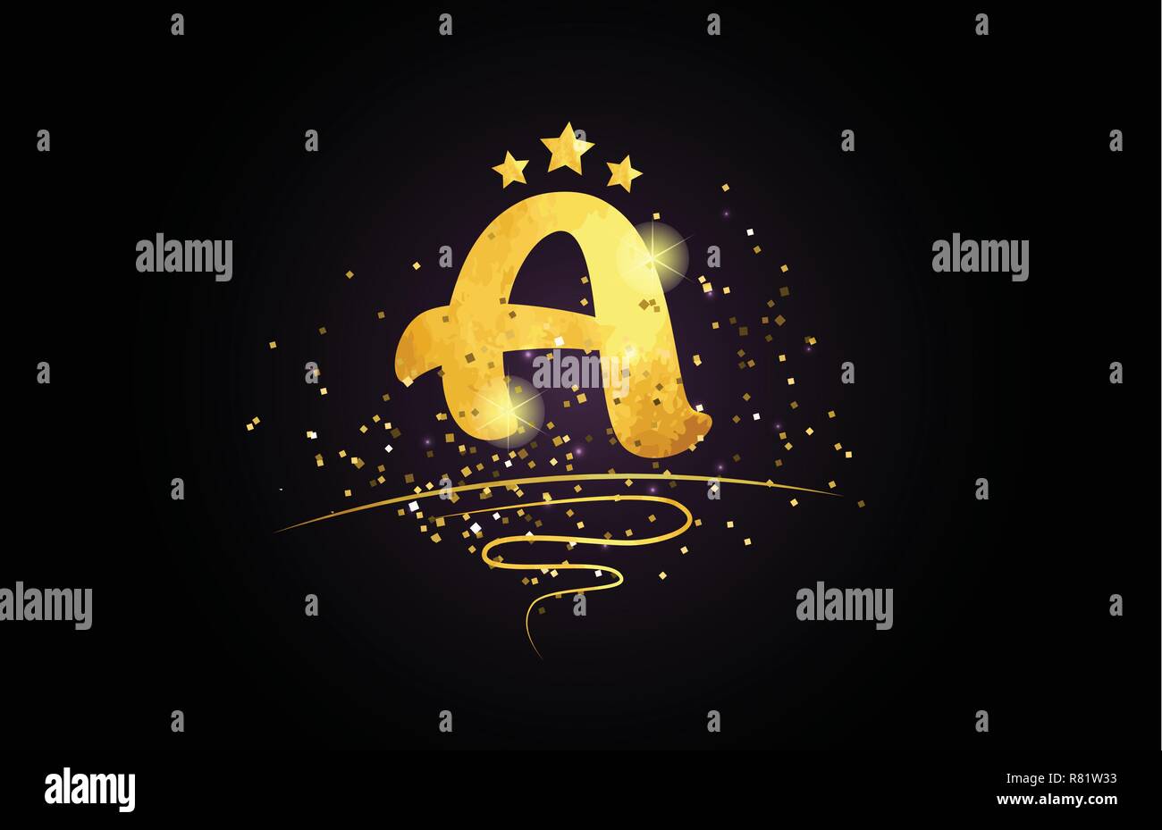 a letter alphabet with star and golden color suitable for card icon or ...