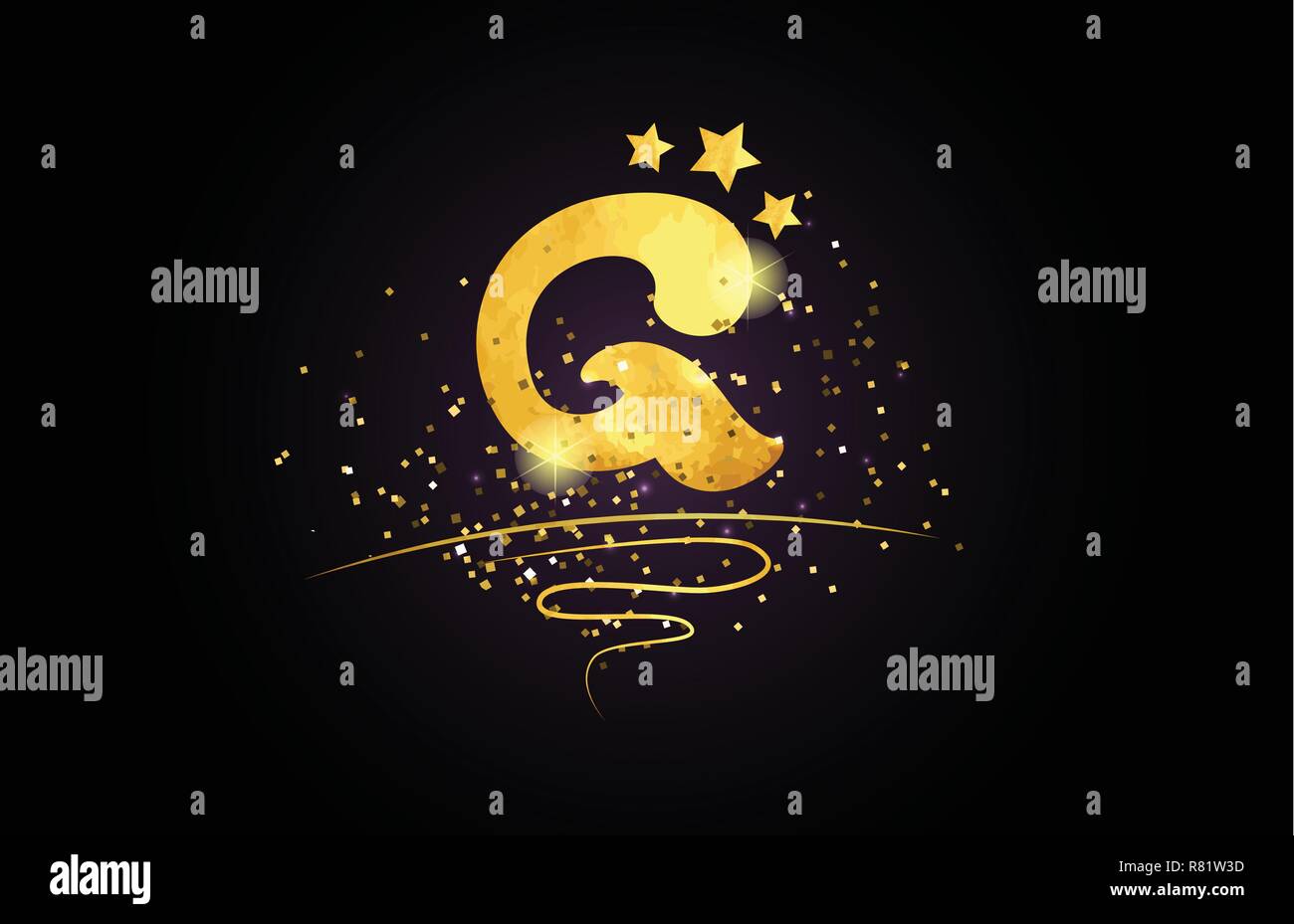 g letter alphabet with star and golden color suitable for card icon or ...