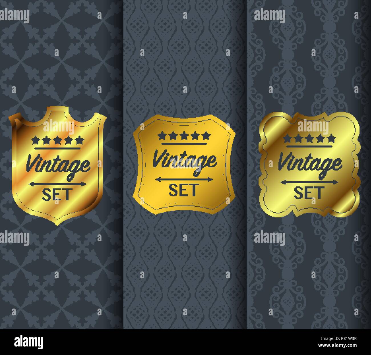 Golden vintage pattern on dark background Stock Vector