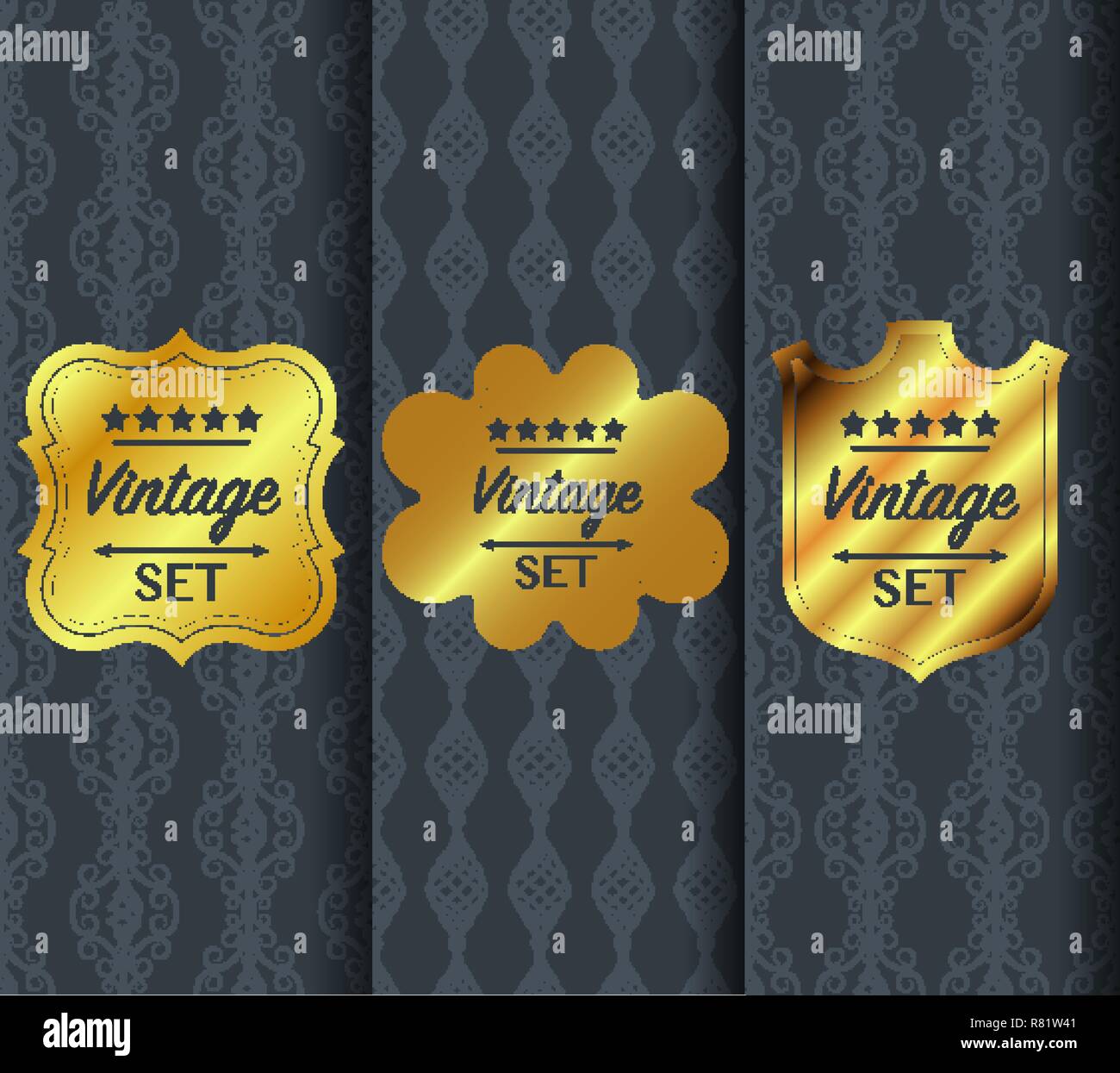Golden vintage pattern on dark background Stock Vector