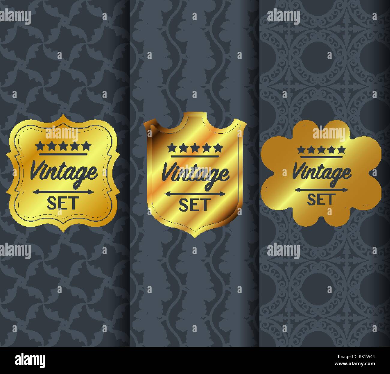 Golden vintage pattern on dark background Stock Vector