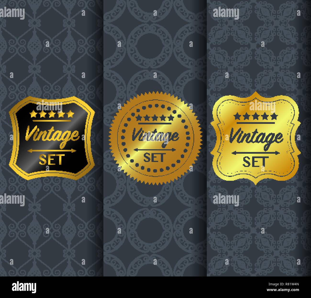 Golden vintage pattern on dark background Stock Vector
