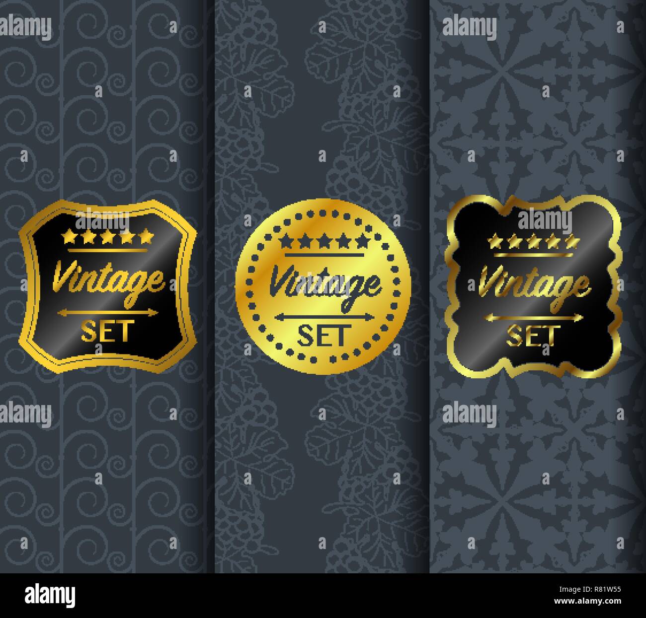 Golden vintage pattern on dark background Stock Vector