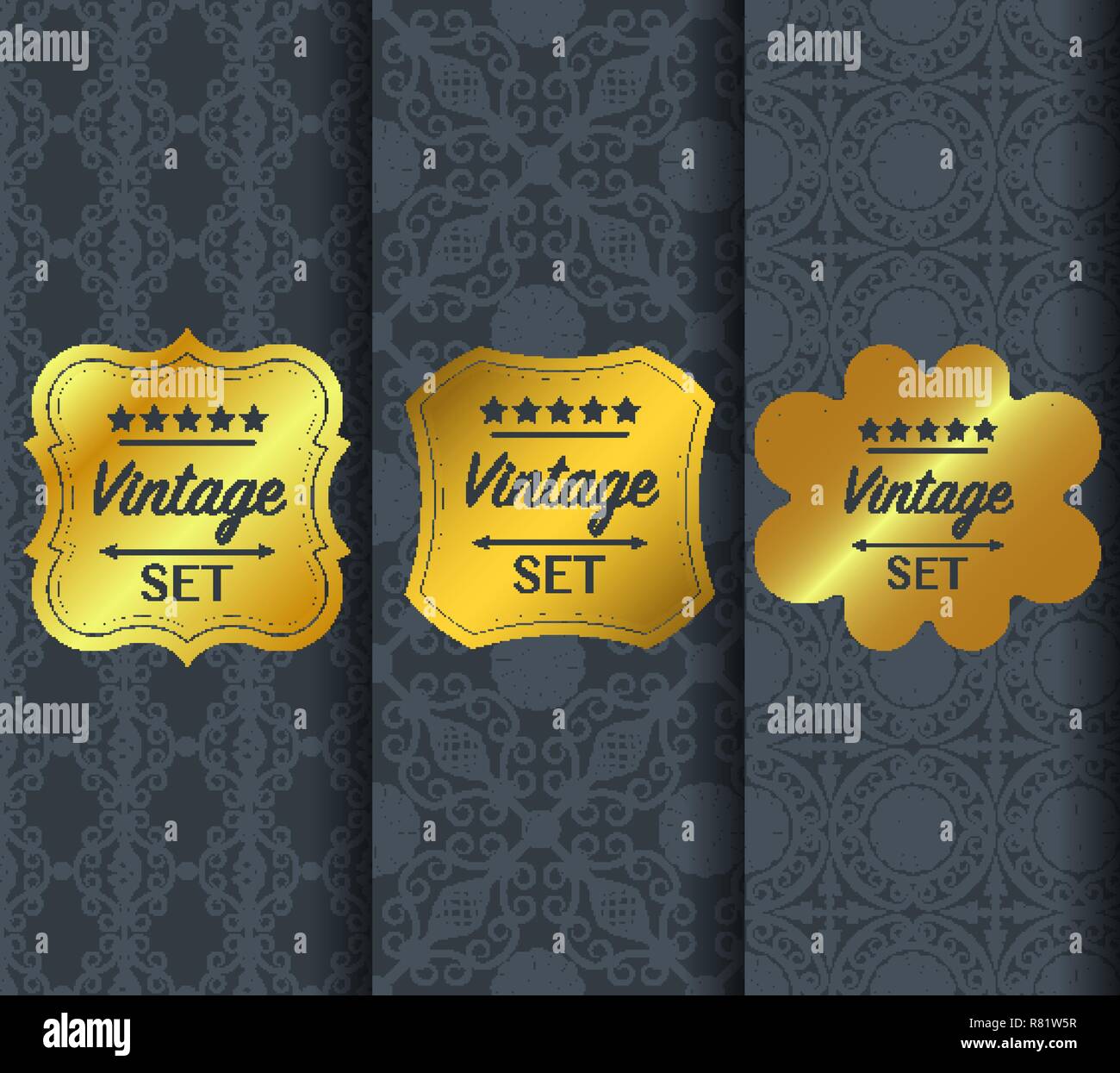 Golden vintage pattern on dark background Stock Vector