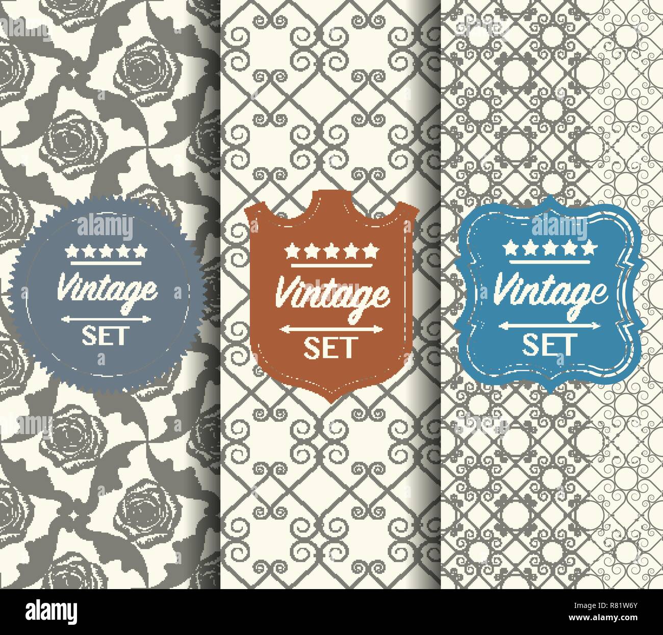 Bright seamless vector pattern made of forged elements Stock Vector