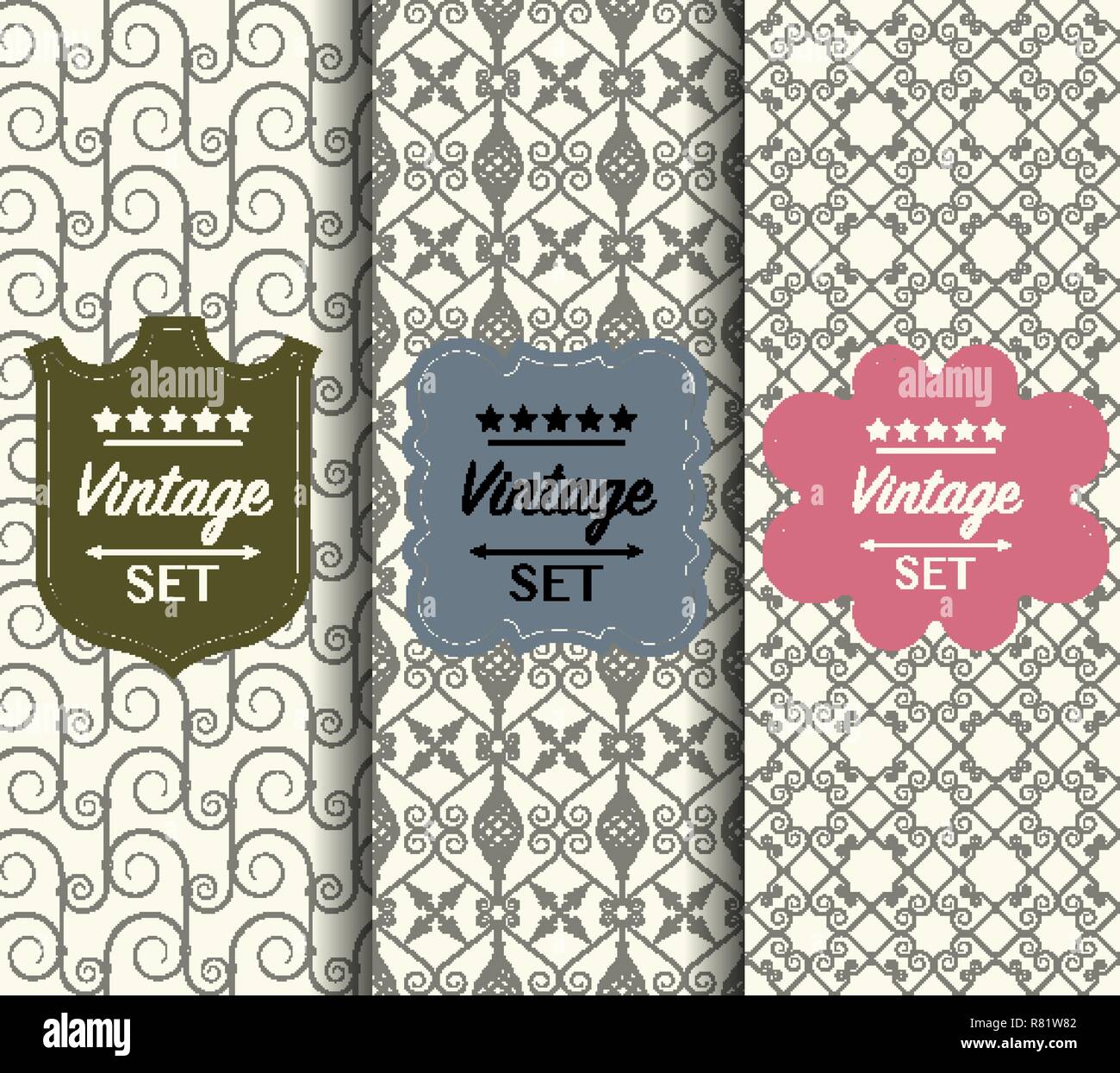 Bright seamless vector pattern made of forged elements Stock Vector