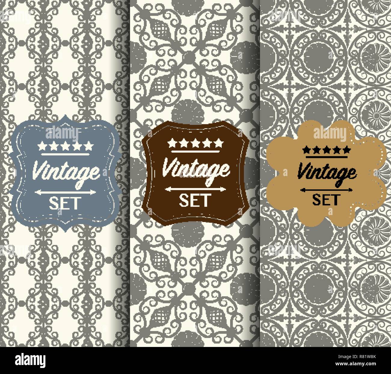 Bright seamless vector pattern made of forged elements Stock Vector