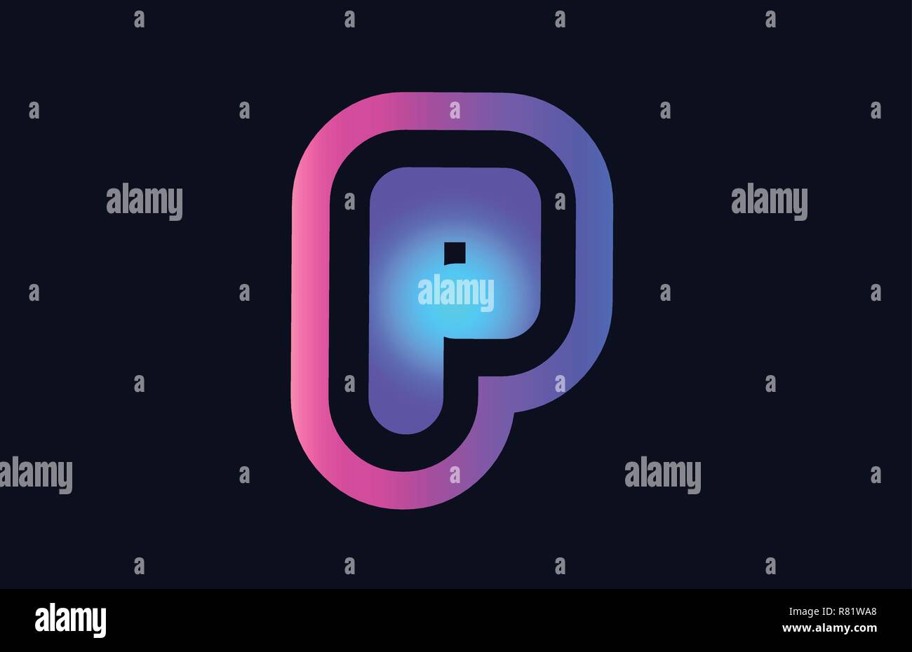 Design of alphabet letter p pink blue gradient color suitable as a logo ...
