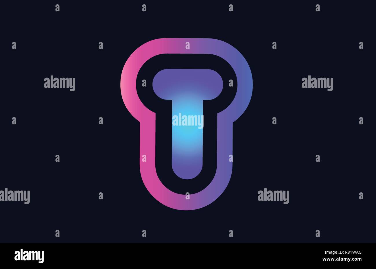 Design of alphabet letter t pink blue gradient color suitable as a logo ...