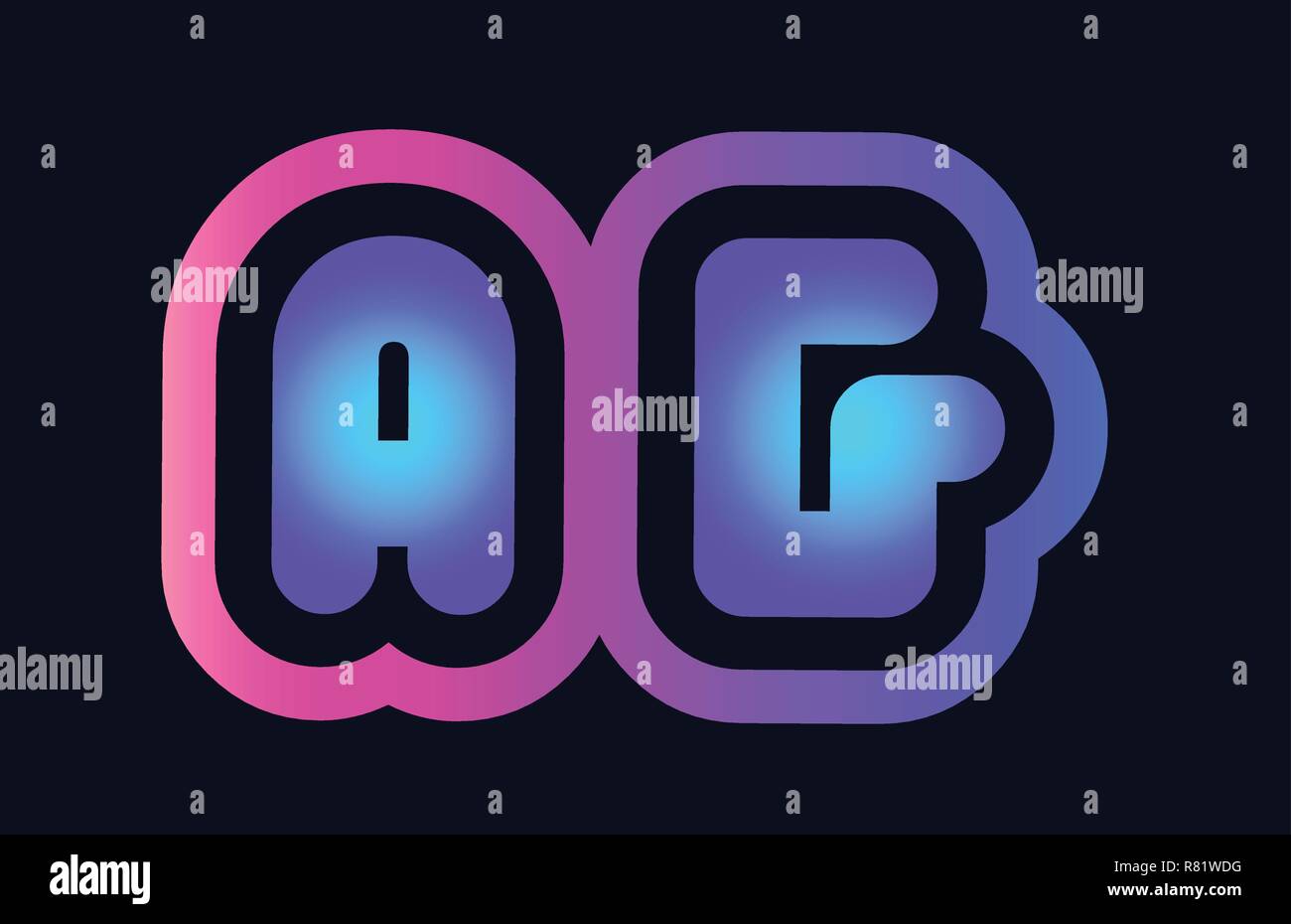 Design of alphabet combination letter ag a g pink blue gradient color ...