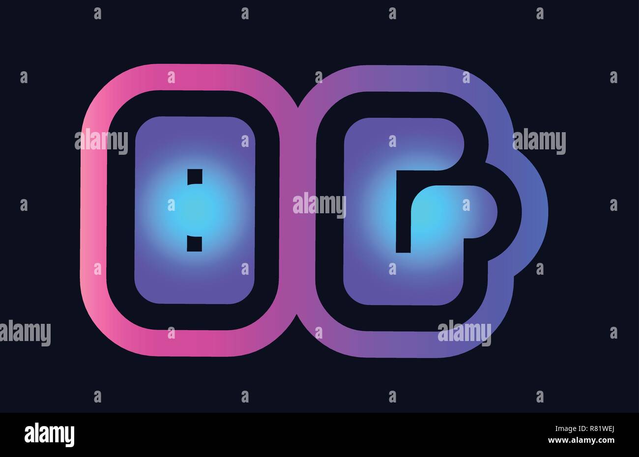 Design of alphabet combination letter bg b g pink blue gradient color ...