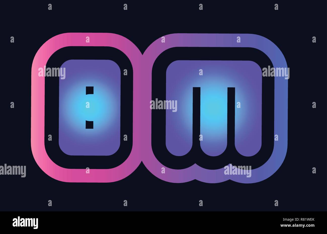Design of alphabet combination letter bm b m pink blue gradient color ...