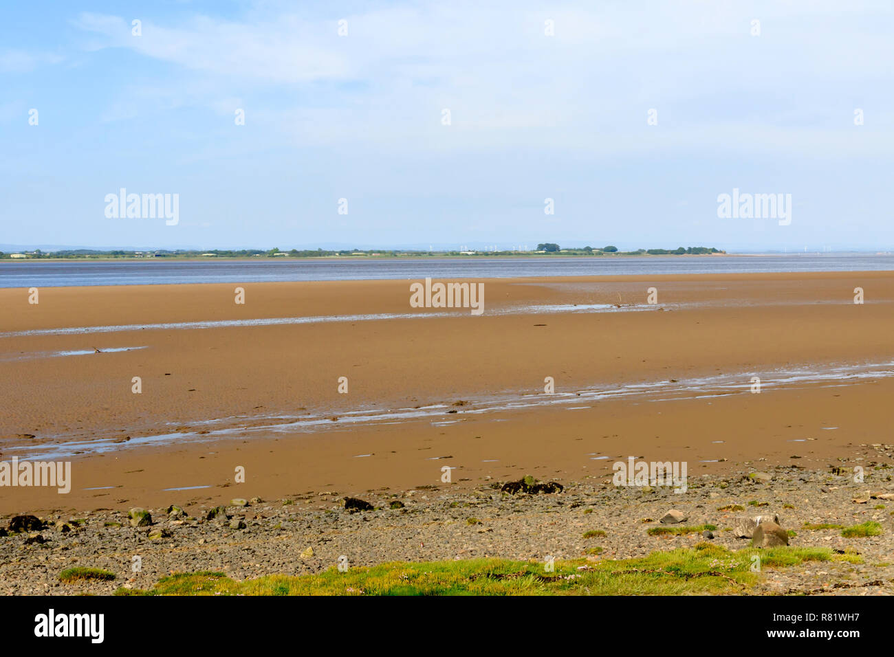 view accross the Solway Firth at low tide Stock Photo