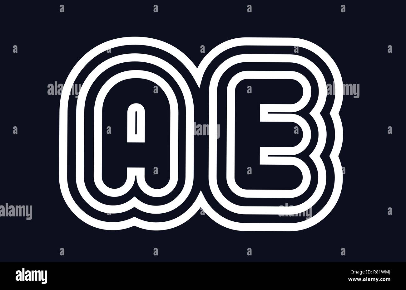 black and white alphabet letter ae a e logo combination design suitable ...