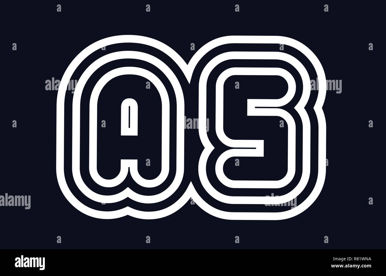 black and white alphabet letter as a s logo combination design suitable ...