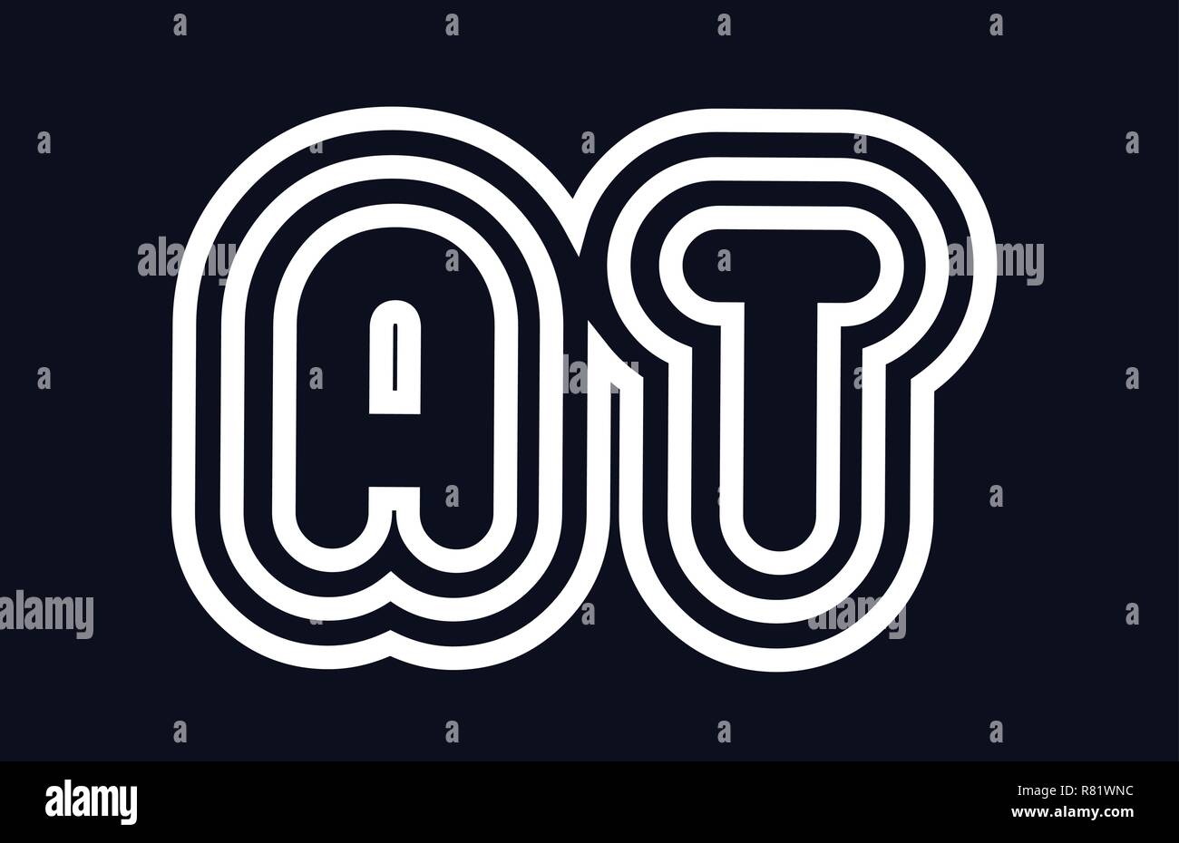 black and white alphabet letter at a t logo combination design suitable ...