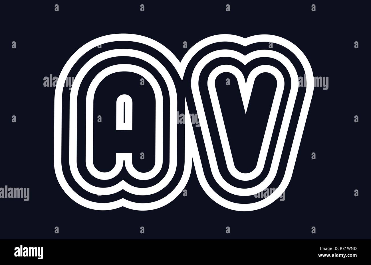 black and white alphabet letter av a v logo combination design suitable ...