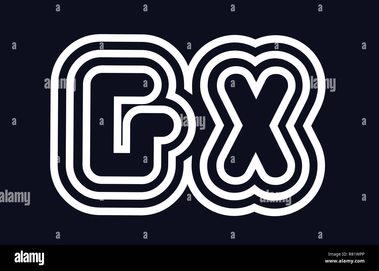 black and white alphabet letter gx g x logo combination design suitable ...