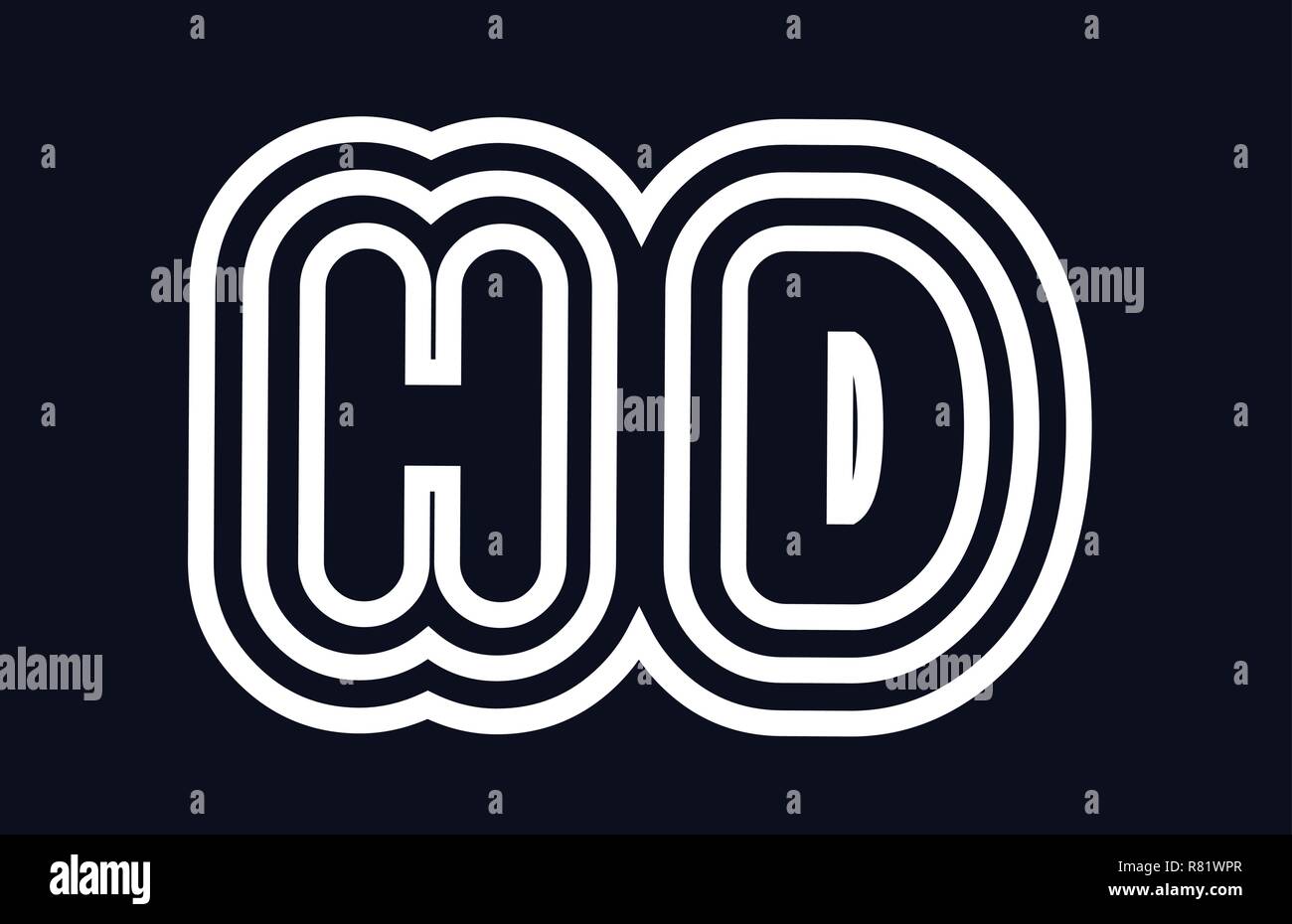black and white alphabet letter hd h d logo combination design suitable ...
