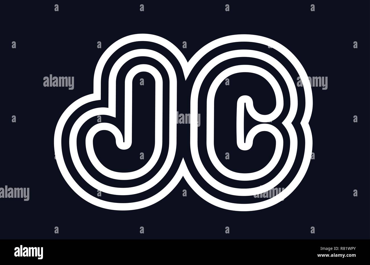 black and white alphabet letter jc j c logo combination design suitable ...