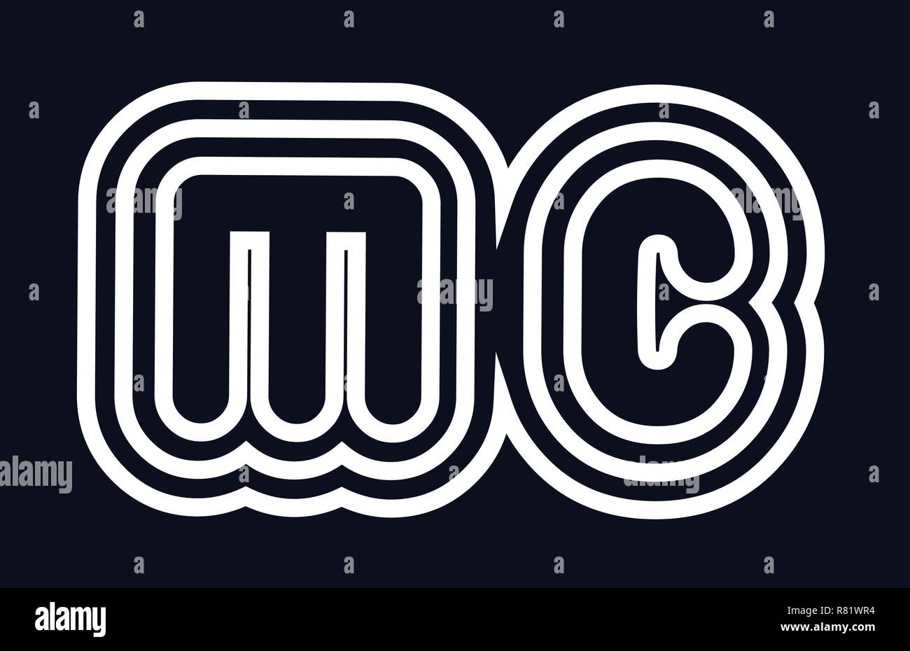 black and white alphabet letter mc m c logo combination design suitable ...