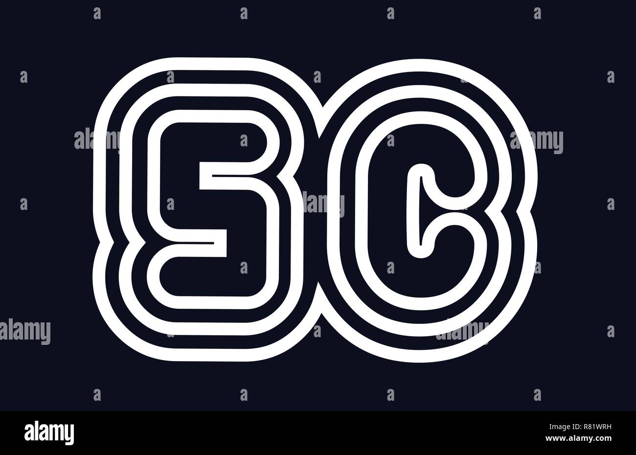 black and white alphabet letter sc s logo combination design suitable ...
