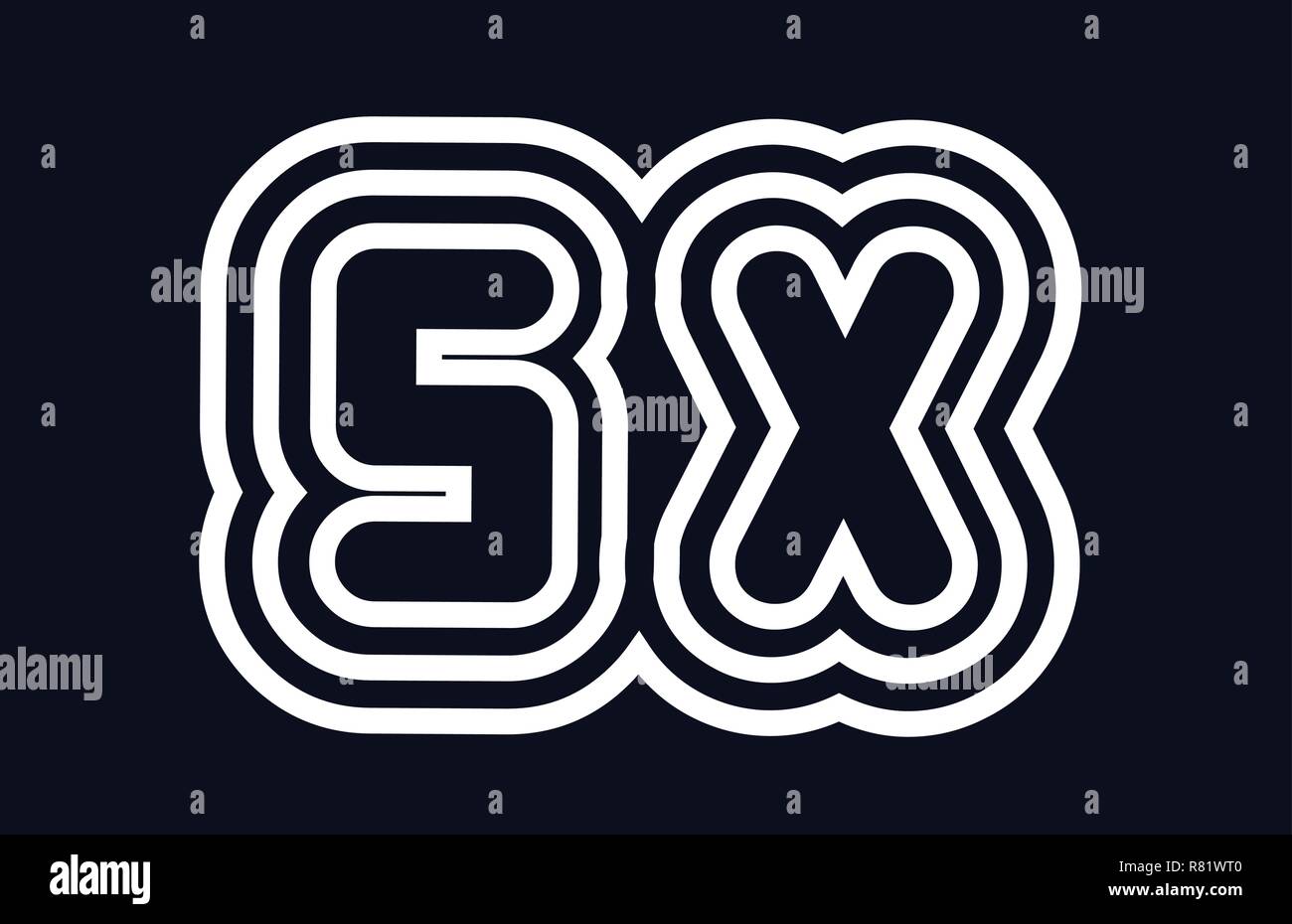 black and white alphabet letter sx s x logo combination design suitable ...