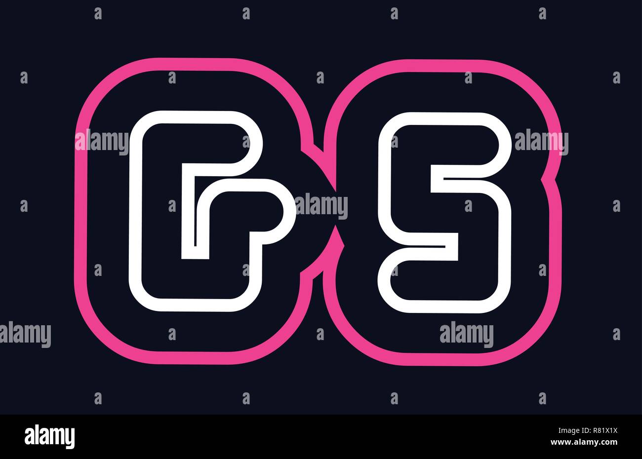 pink white blue alphabet combination letter gs g s logo design suitable ...