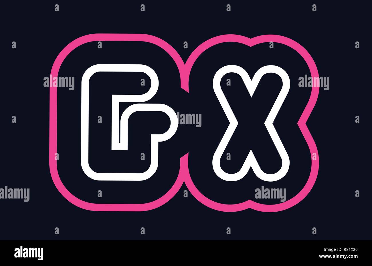 pink white blue alphabet combination letter gx g x logo design suitable ...