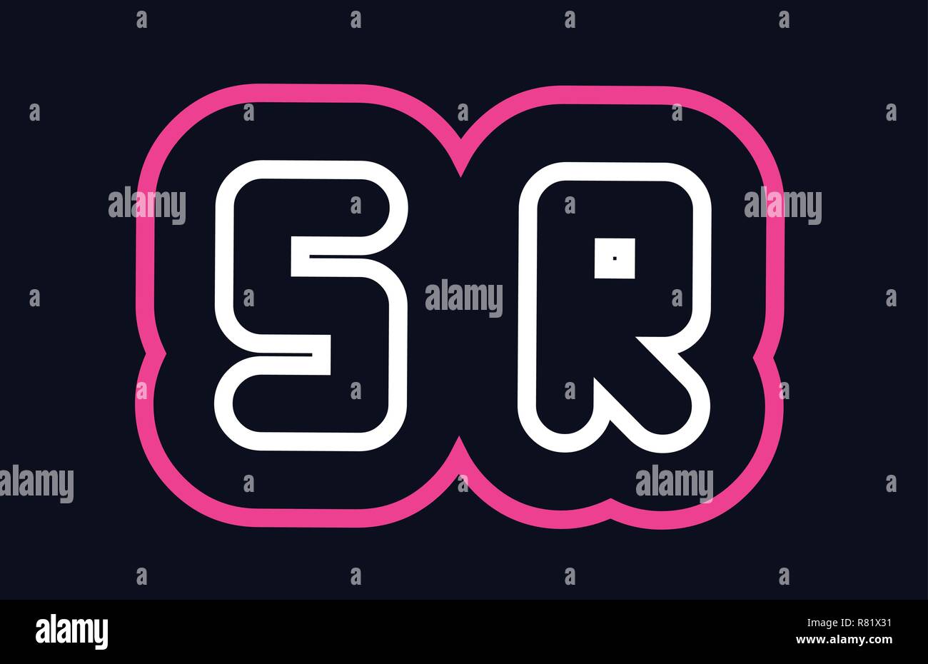 pink white blue alphabet combination letter sr s r logo design suitable ...