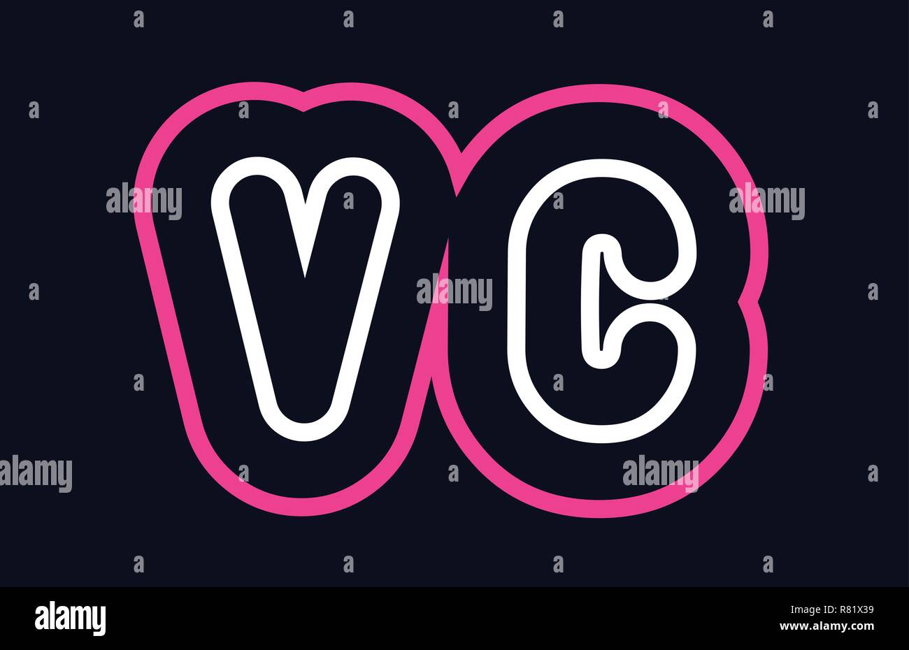 Pink White Blue Alphabet Combination Letter Vc V C Logo Design Suitable For A Company Or Business Stock Vector Image Art Alamy