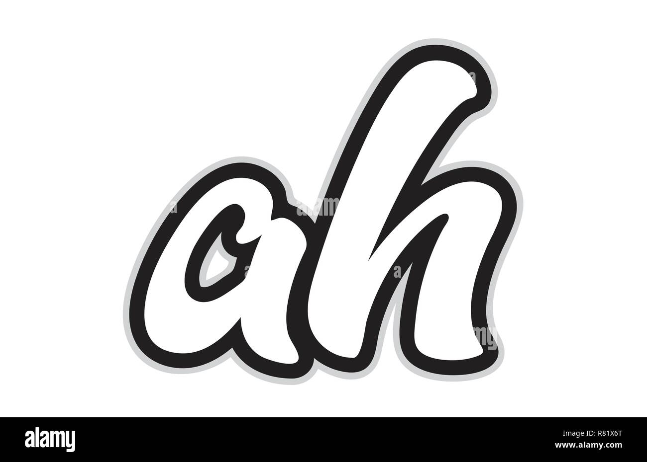 Design of black and white alphabet letter combination ah a h suitable ...