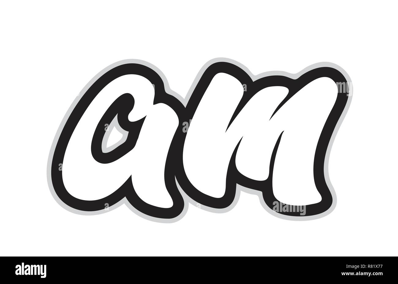 Design of black and white alphabet letter combination am a m suitable ...