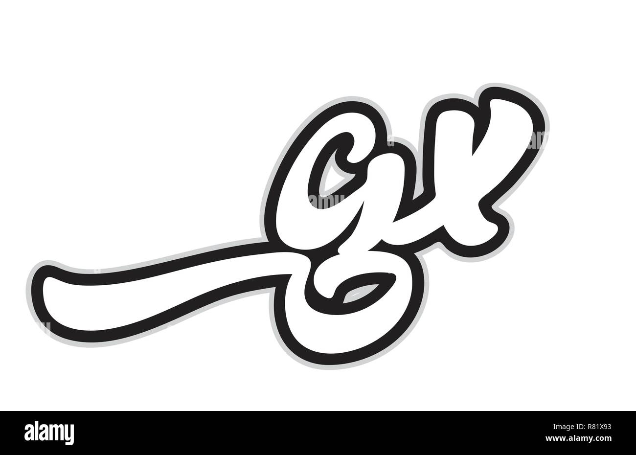 Design of black and white alphabet letter combination gx g x suitable ...