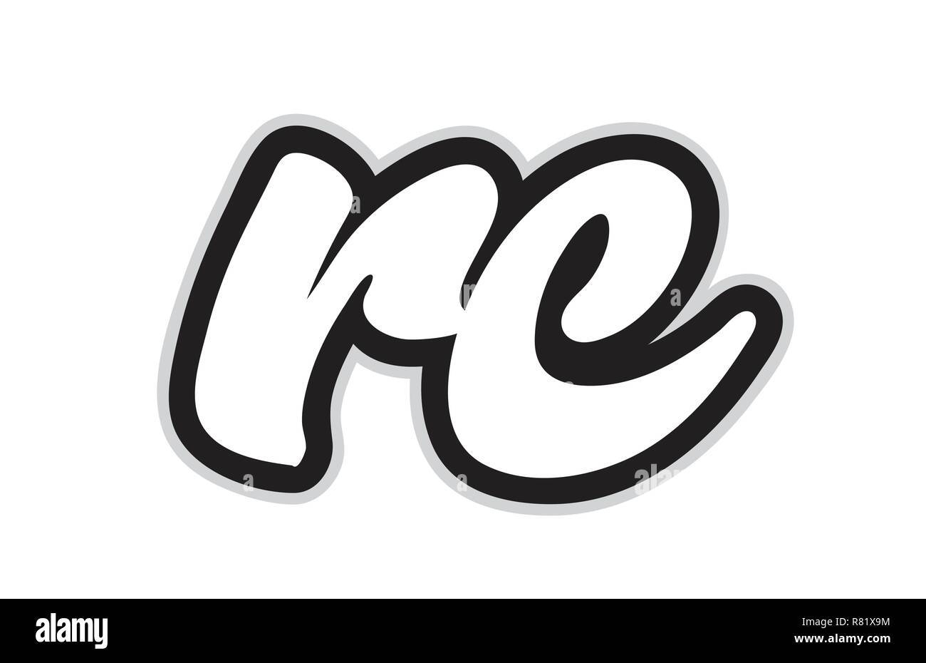 Design of black and white alphabet letter combination rc r c suitable ...