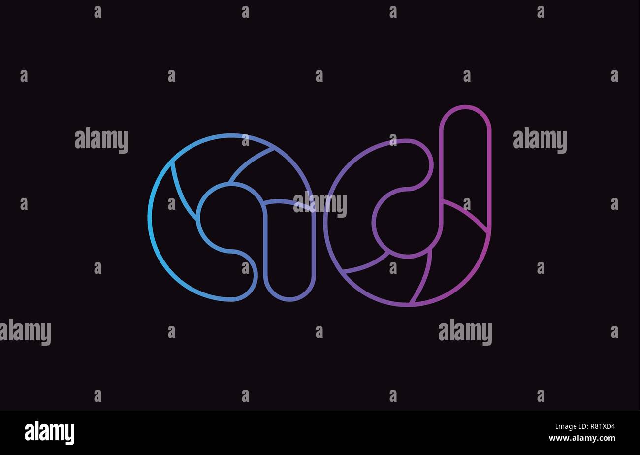 alphabet letter combination ad a d logo design blue and pink color ...