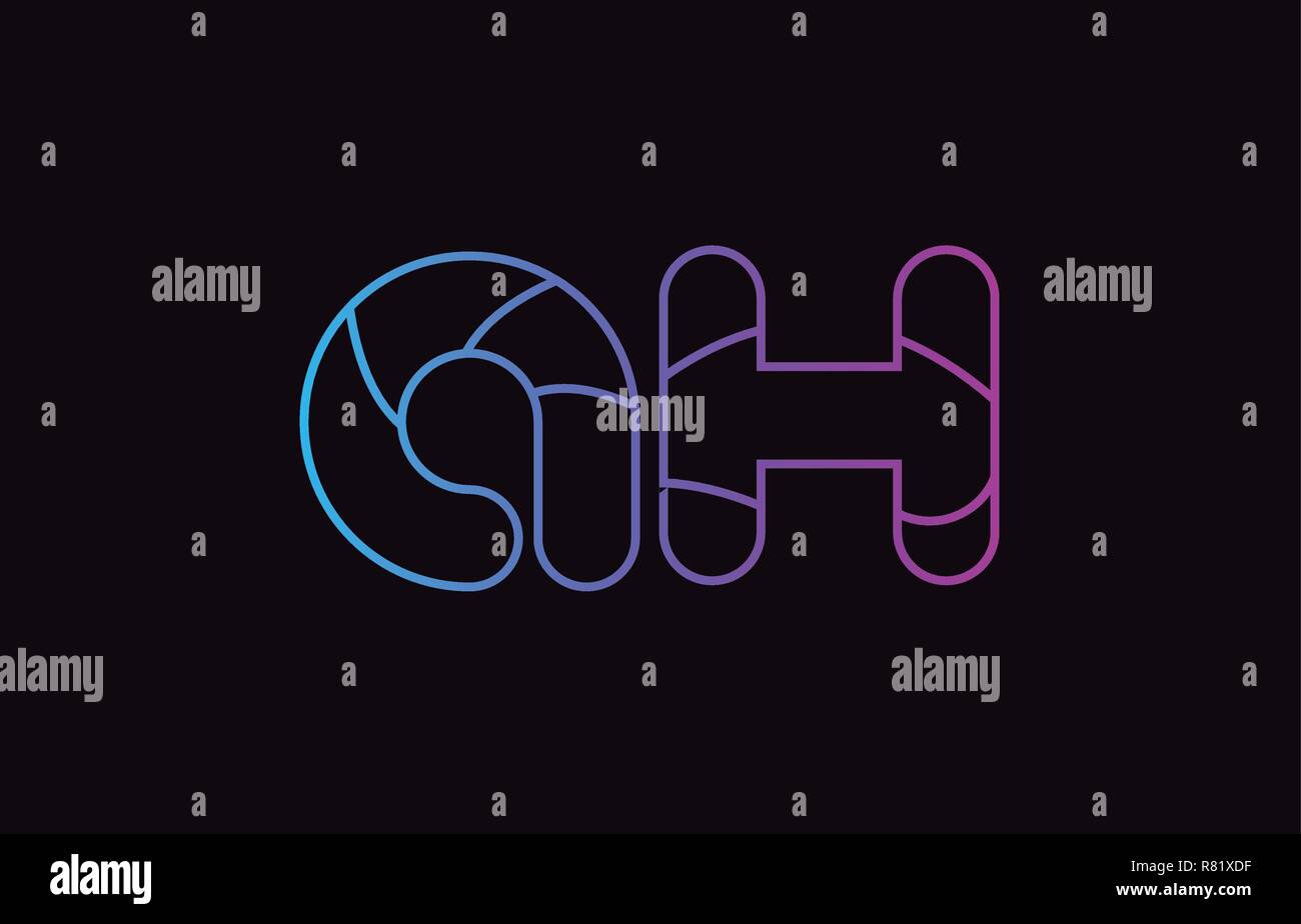 alphabet letter combination ah a h logo design blue and pink color ...