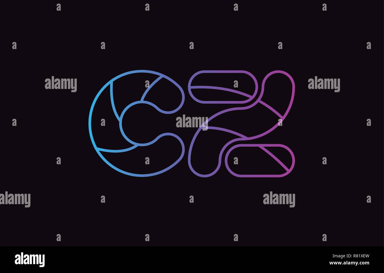 alphabet letter combination cz c z logo design blue and pink color ...