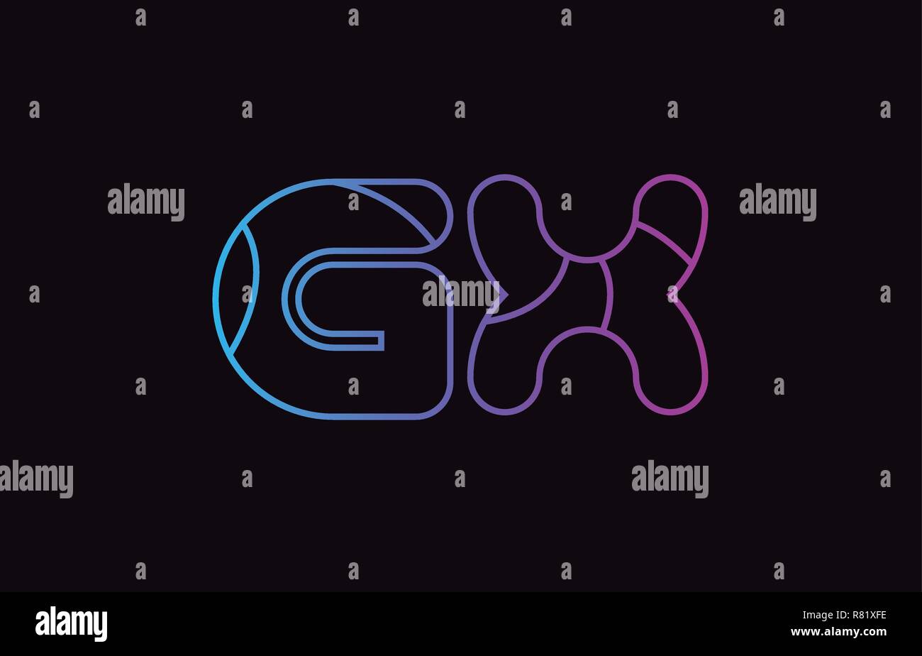 alphabet letter combination gx g x logo design blue and pink color ...