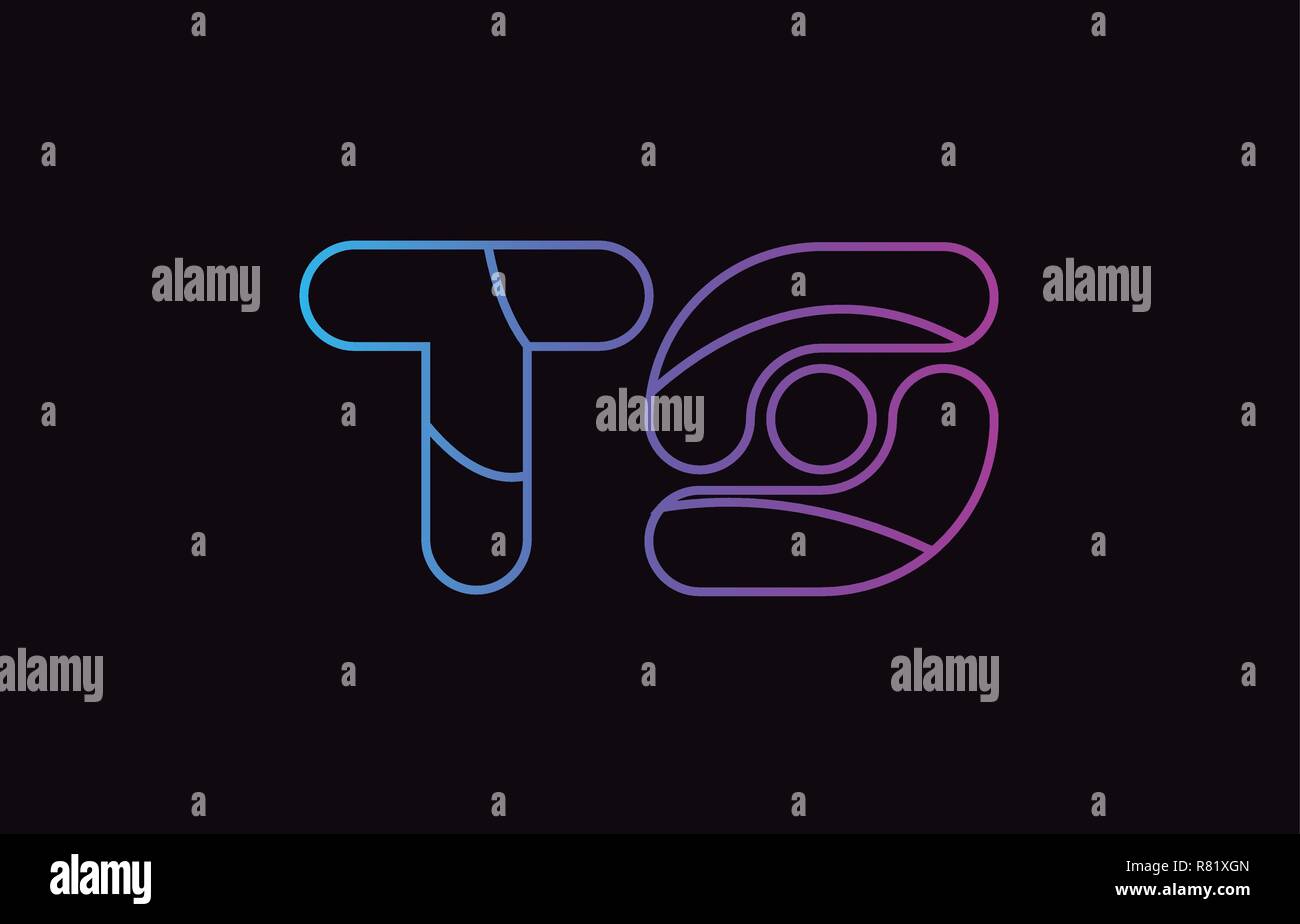 alphabet letter combination ts t s logo design blue and pink color ...