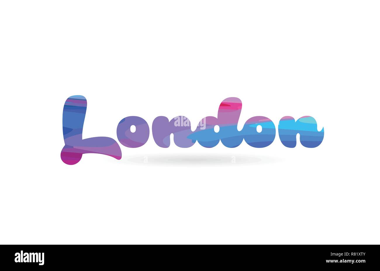 london word with pink blue color suitable for card icon or typography logo design Stock Vector