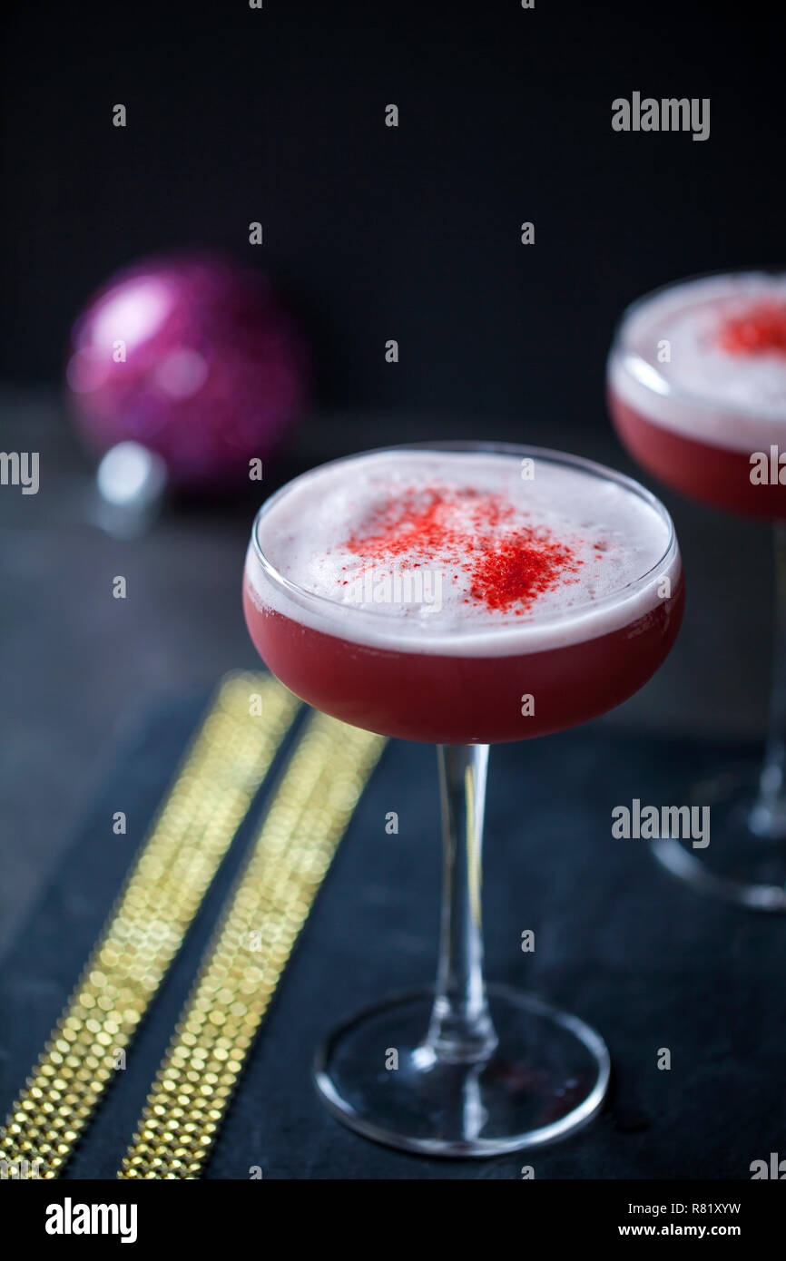 Christmas raspberry cocktail Stock Photo