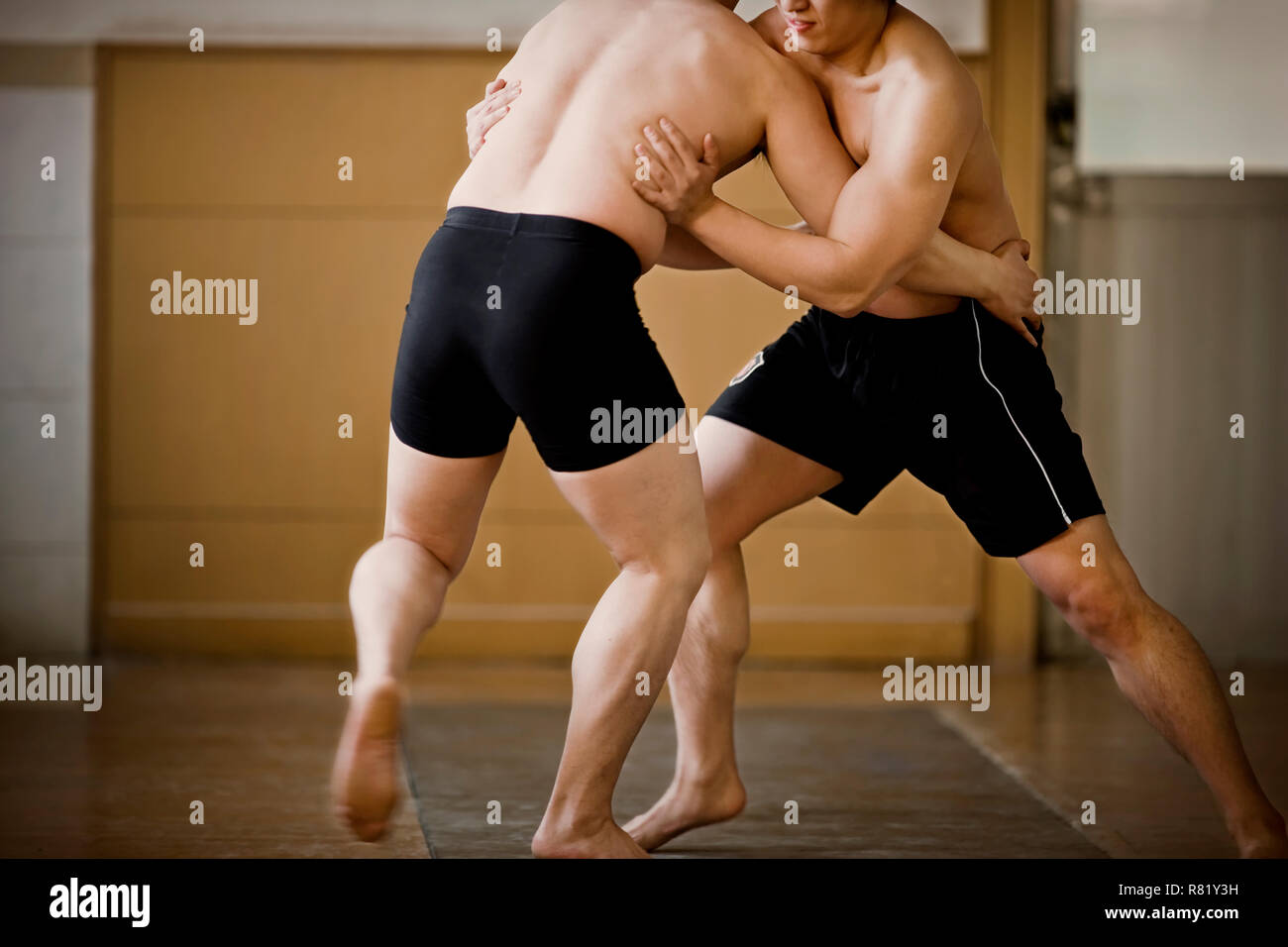 Two men wrestling Stock Photo - Alamy