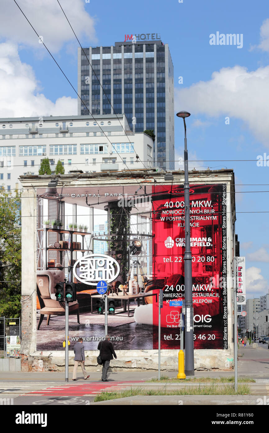 Advertising at the Theatre Scena Prezentacje in Warsaw, the Polish capital Stock Photo