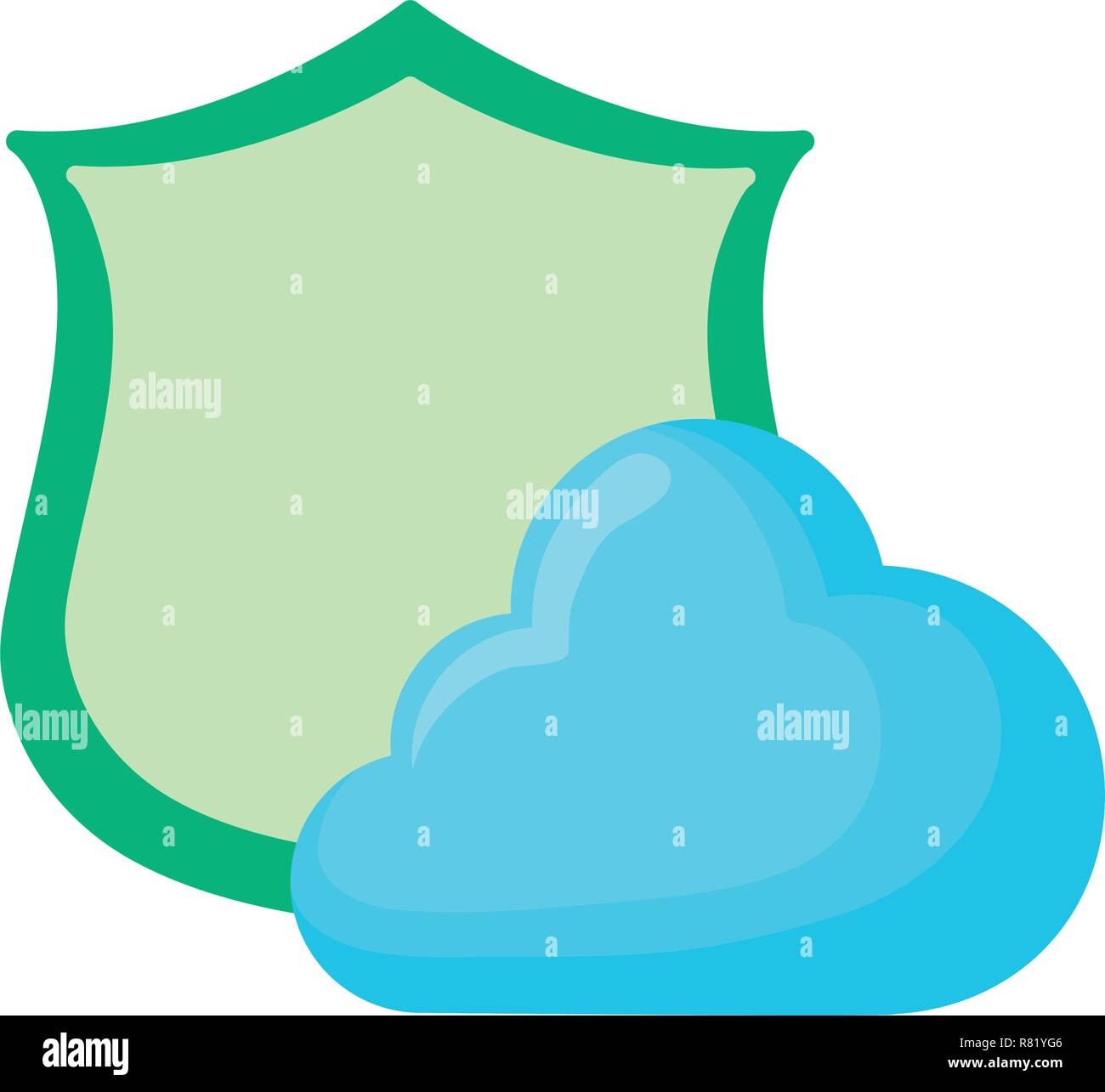 shield protection cloud computing on white background vector ...