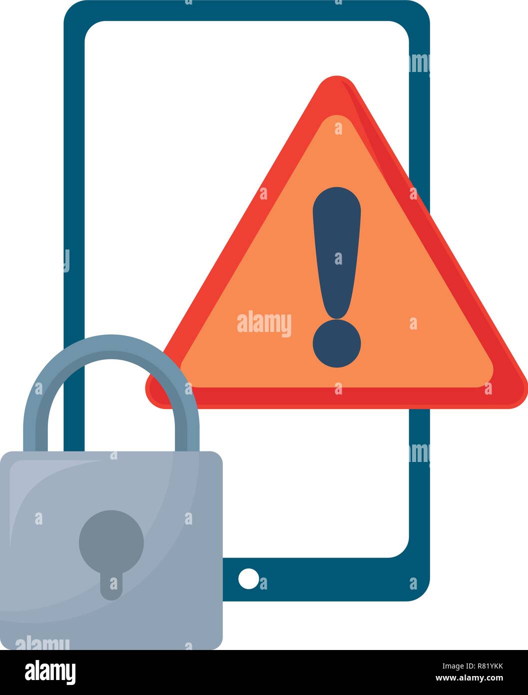 cellphone security warning on white background vector illustration