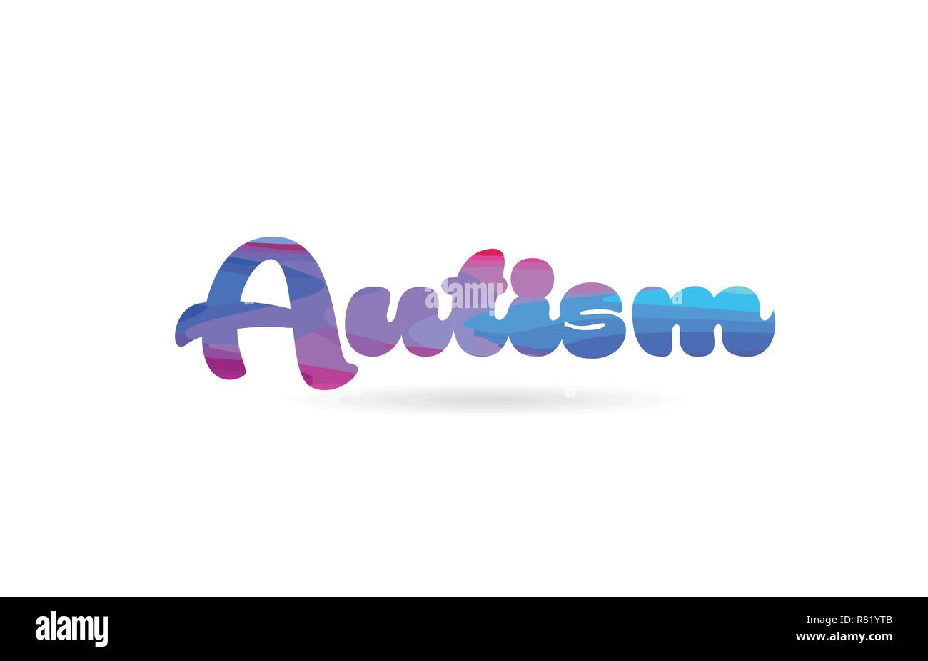 autism word with pink blue color suitable for card icon or typography logo design Stock Vector