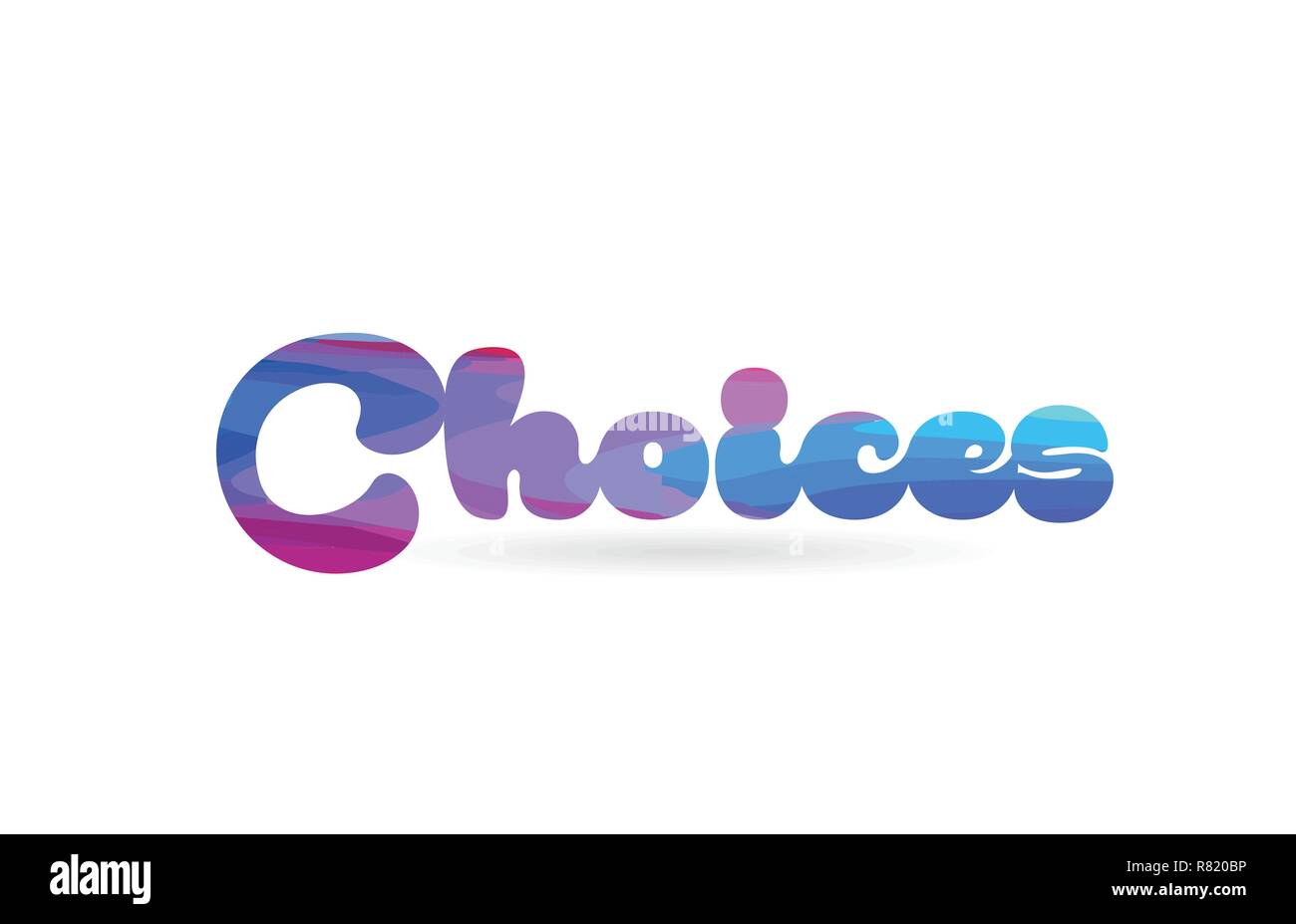 choices word with pink blue color suitable for card icon or typography logo design Stock Vector